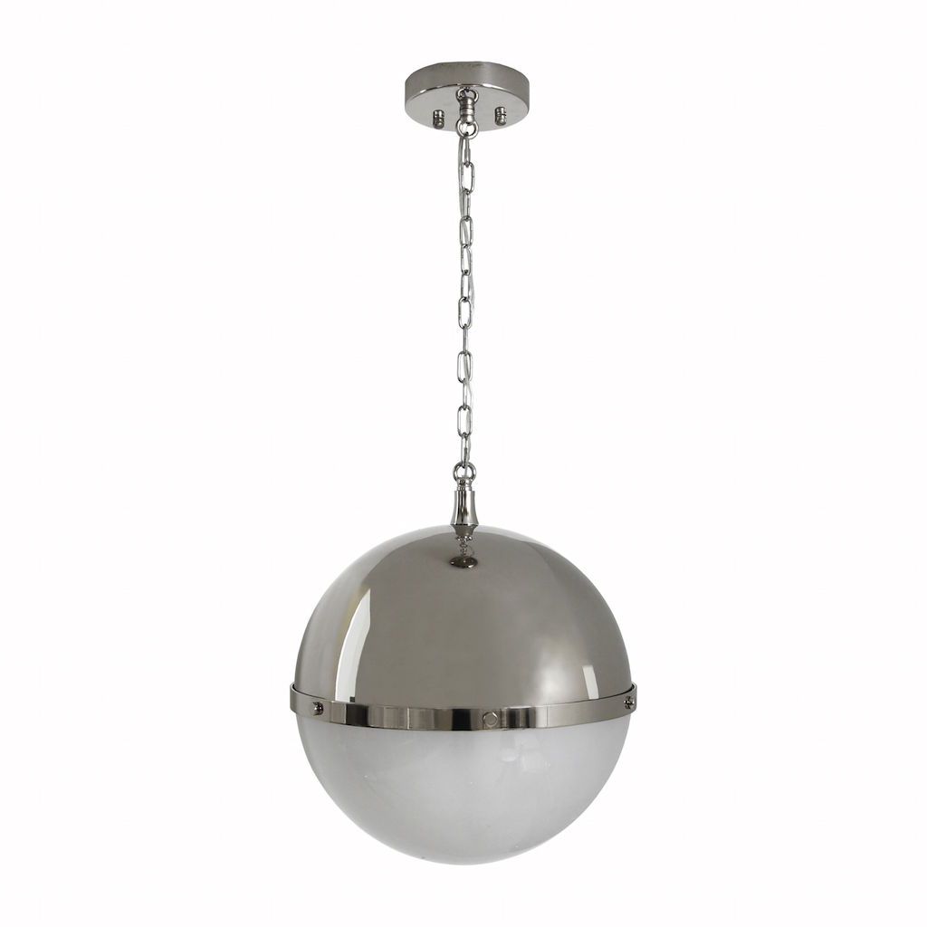 Fig Linens - Harpo Frosted Glass & Nickel Globe Pendant by Worlds Away