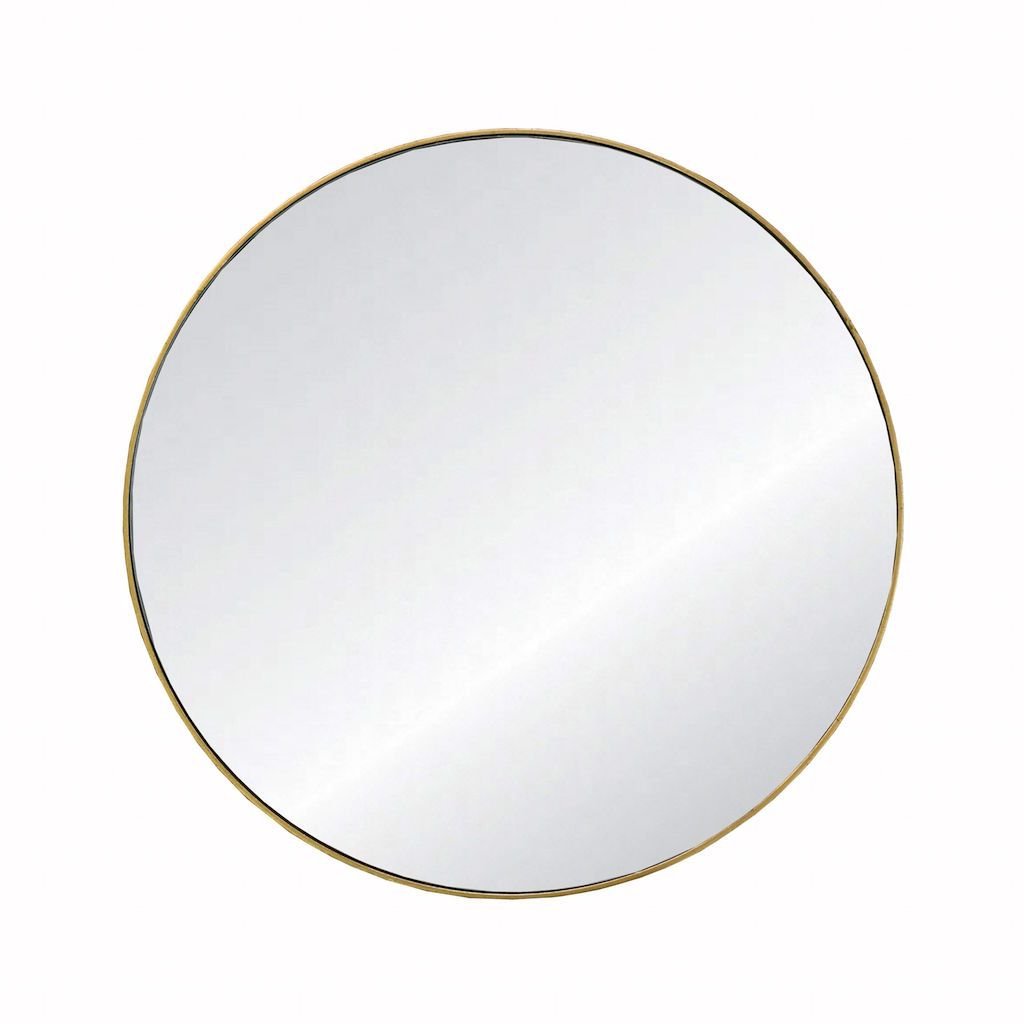 Fig Linens - Worlds Away - Brit Gold Round Side Table with Mirror Top
