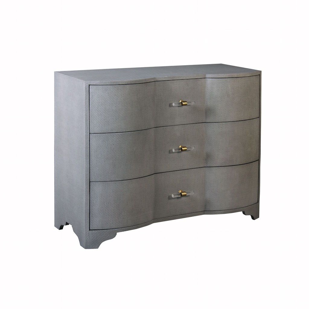 Plymouth Grey Grasscloth Drawer Chest by Worlds Away | Fig Linens