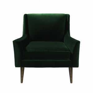 Fig Linens - Worlds Away - Wrenn Green Velvet & Bronze Lounge Chair - Front