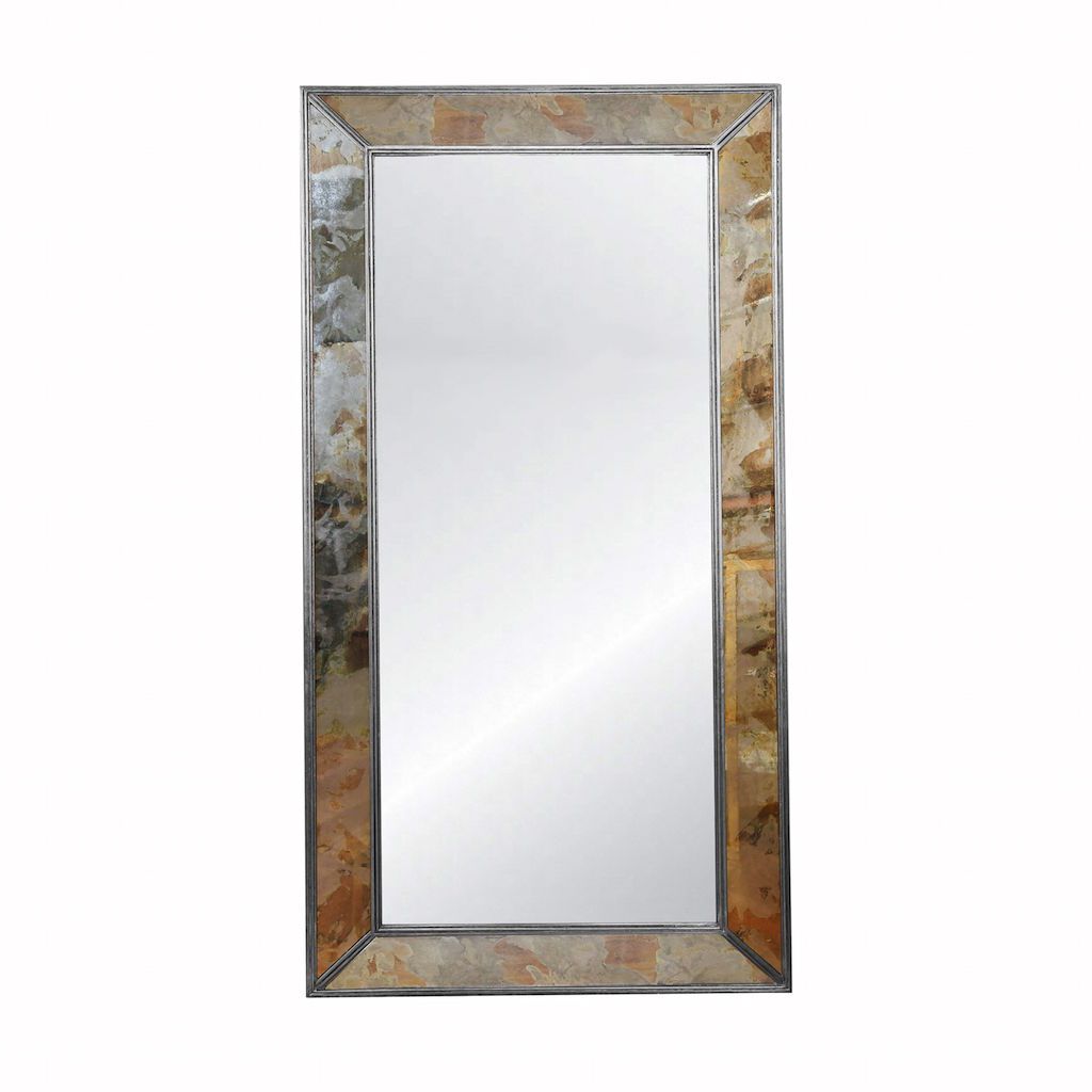 Dion Floor Mirror with Silver Leaf Edging by Worlds Away | Fig Linens