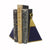Worlds Away - Hooper Antique Brass & Navy Faux Leather Bookends | Fig Linens 