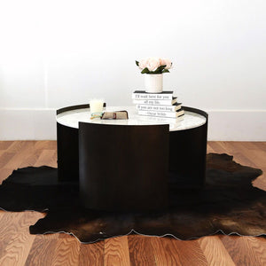 Fig Linens - Worlds Away Montana Bronze Coffee Table with Marble Top - Lifestyle
