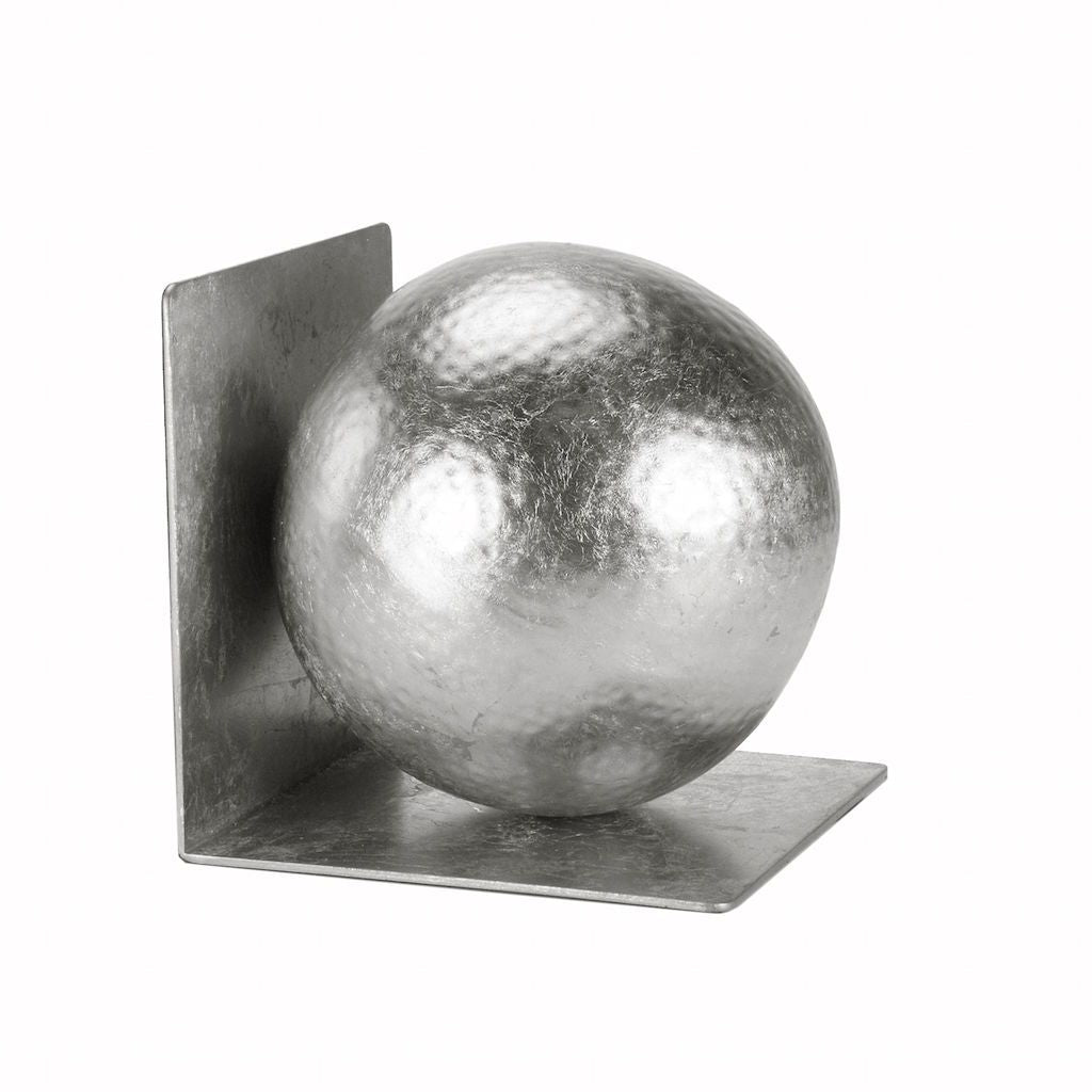 Wilder Silver Hammered Ball Bookends by Worlds Away | Fig Linens