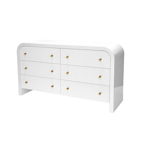 Valentina White 6-Drawer Chest by Worlds Away | Fig Linens