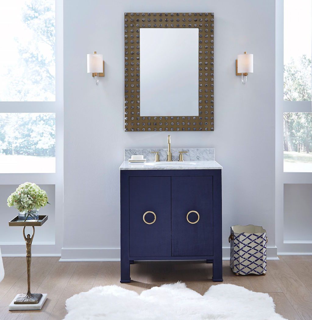 Blanche Navy Bath Vanity by Worlds Away | Fig Linens and Home