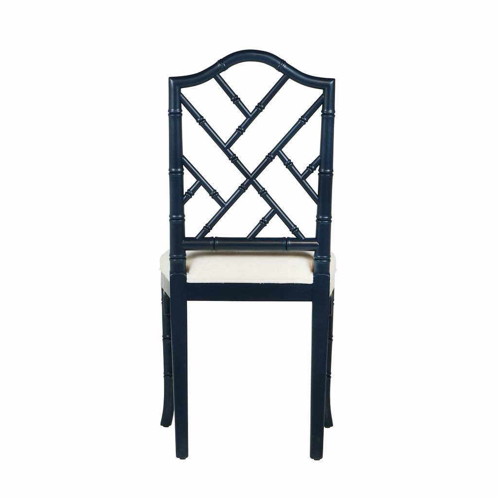 Fig Linens - Fairfield Navy Lacquer Dining Chair by Worlds Away - back