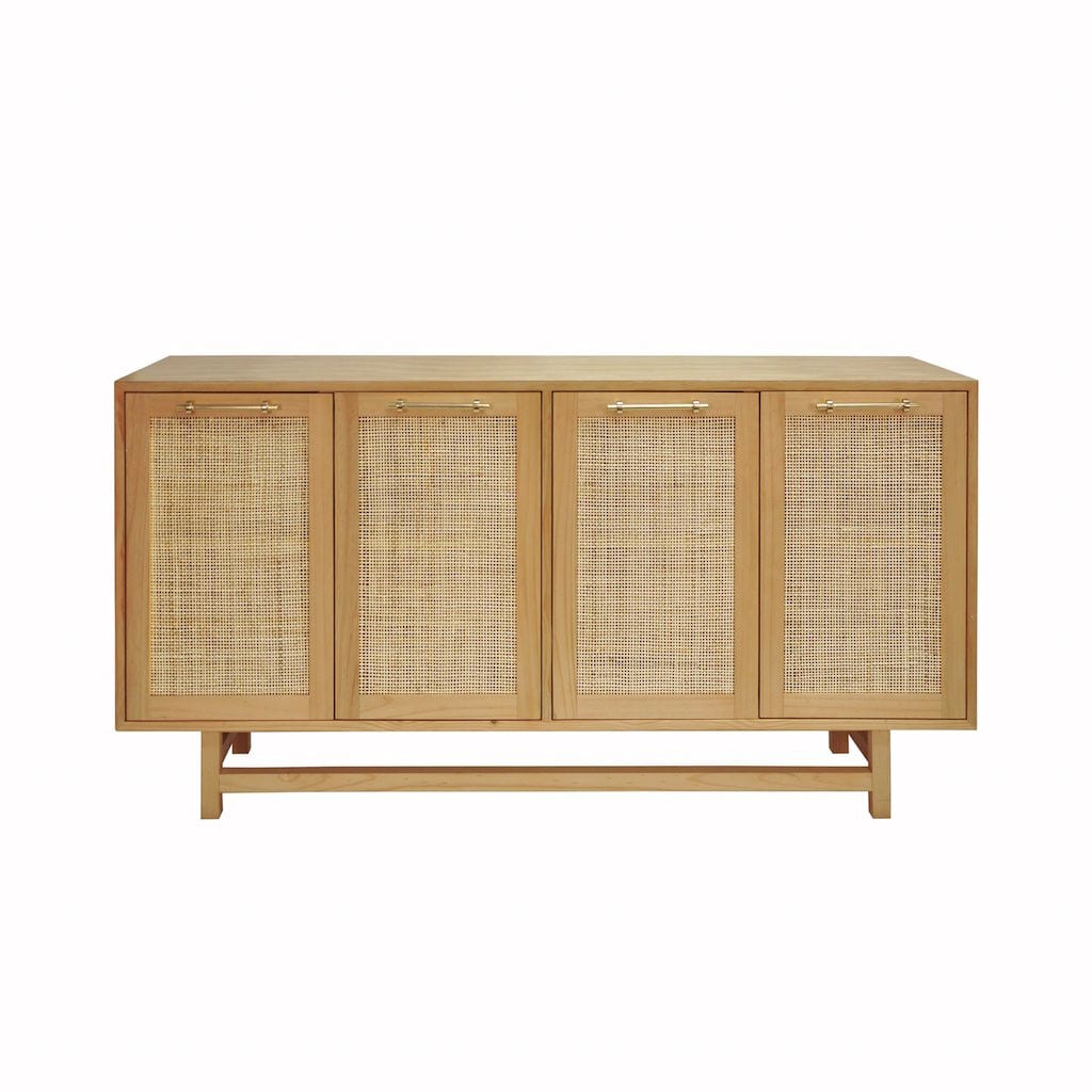 Worlds Away Macon Pine Cabinet with Cane Door Fronts | Fig Linens
