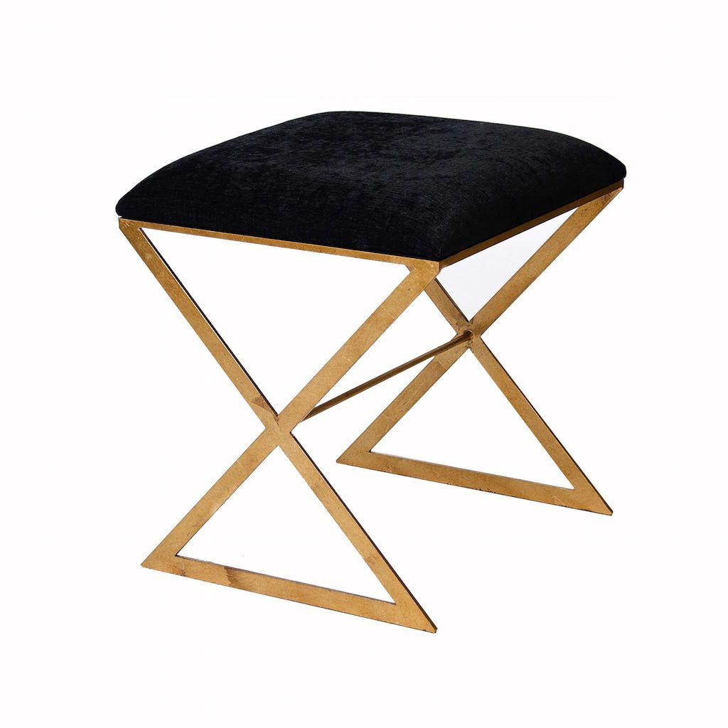 X Bench in Gold with Black Velvet Fabric | Fig Linens and Home