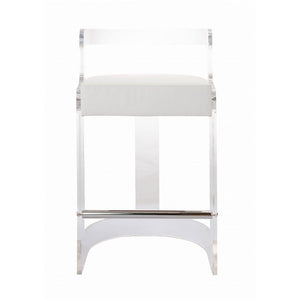 Worlds Away - Malone Acrylic Counter Stool with White Vinyl Cushion | Fig Linens
