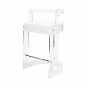 Malone Acrylic Counter Stool with White Vinyl Cushion by Worlds Away | Fig Linens