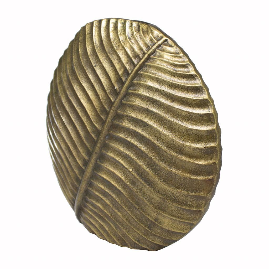 Fig Linens - Marty Antique Brass Textured Round Vase by Worlds Away - Angle