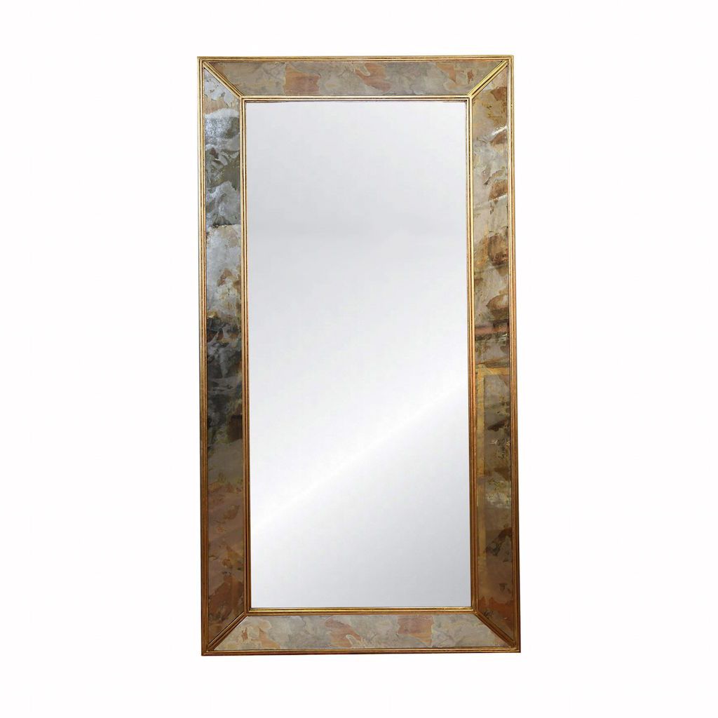 Dion Floor Mirror with Gold Leaf Edging by Worlds Away | Fig Linens
