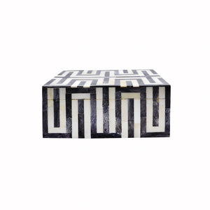 Fig Linens - Mellie Small Charcoal & White Decorative Box - Front