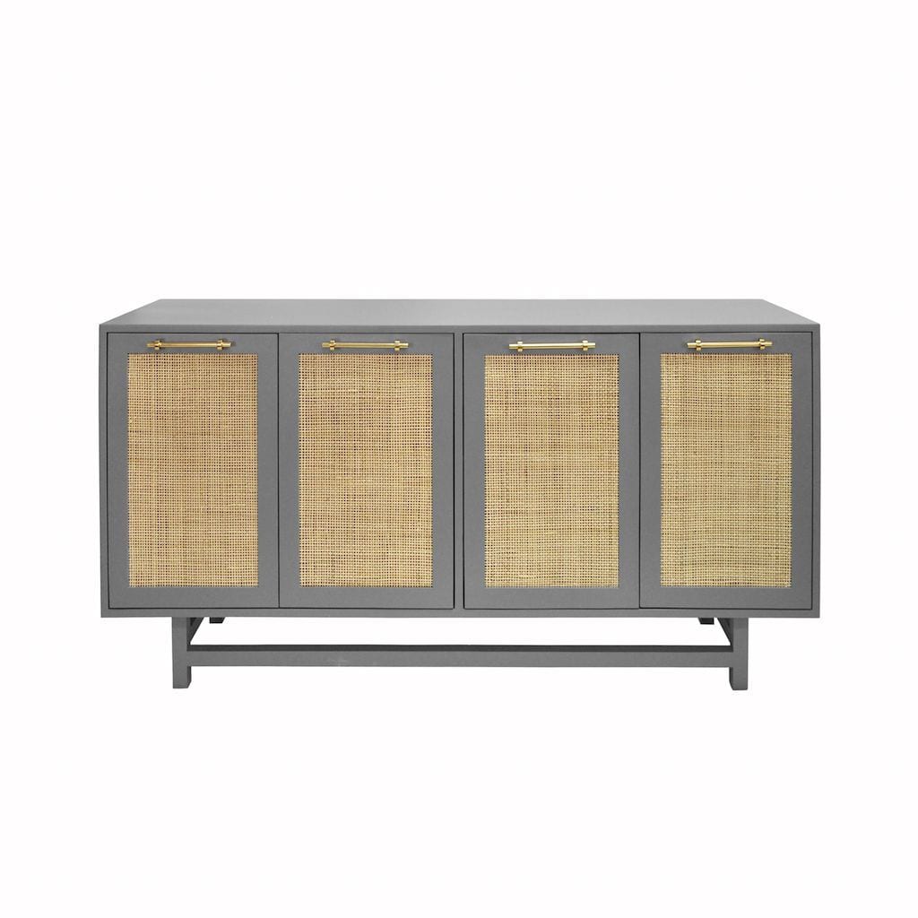 Worlds Away Macon Grey Cabinet with Cane Door Fronts | Fig Linens