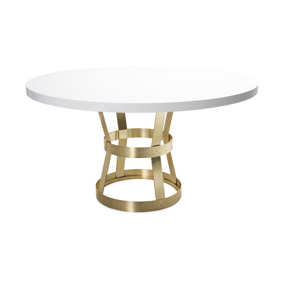 Cannon White Round Dining Table by Worlds Away | Fig Linens