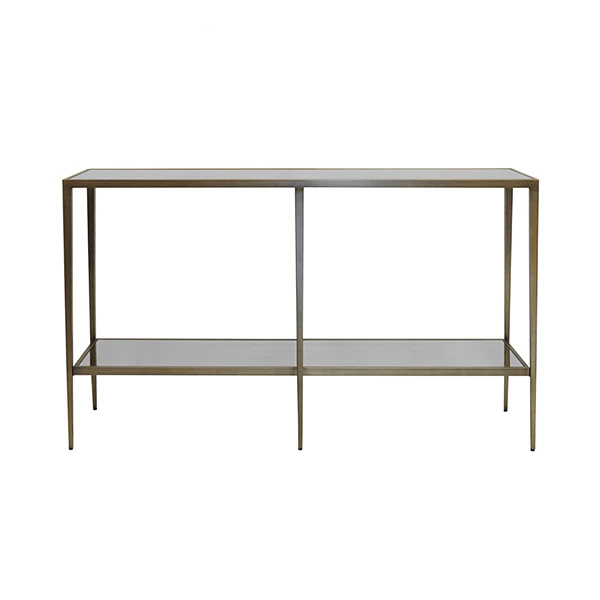 Elaine Bronze & Antique Mirror Console by Worlds Away | Fig Linens