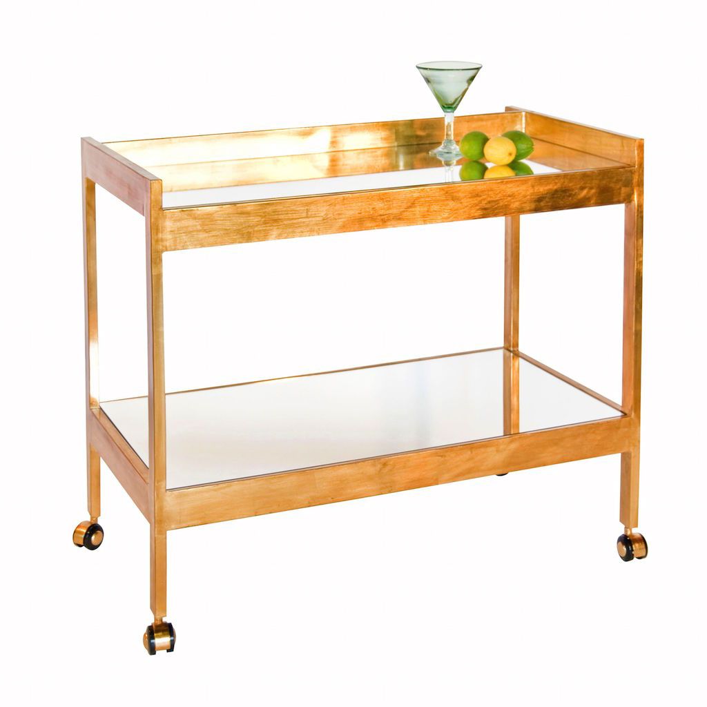 Worlds Away Roland Gold Bar Cart with Mirrored Top | Fig Linens