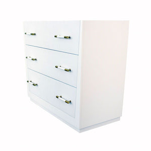 Fig Linens - White Three Drawer Chest by Worlds Away - Angle