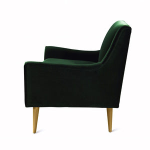 Fig Linens - Worlds Away - Wrenn Green Velvet & Brass Lounge Chair - Side