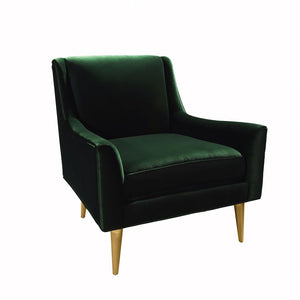 Fig Linens - Worlds Away - Wrenn Green Velvet & Brass Lounge Chair - Angle