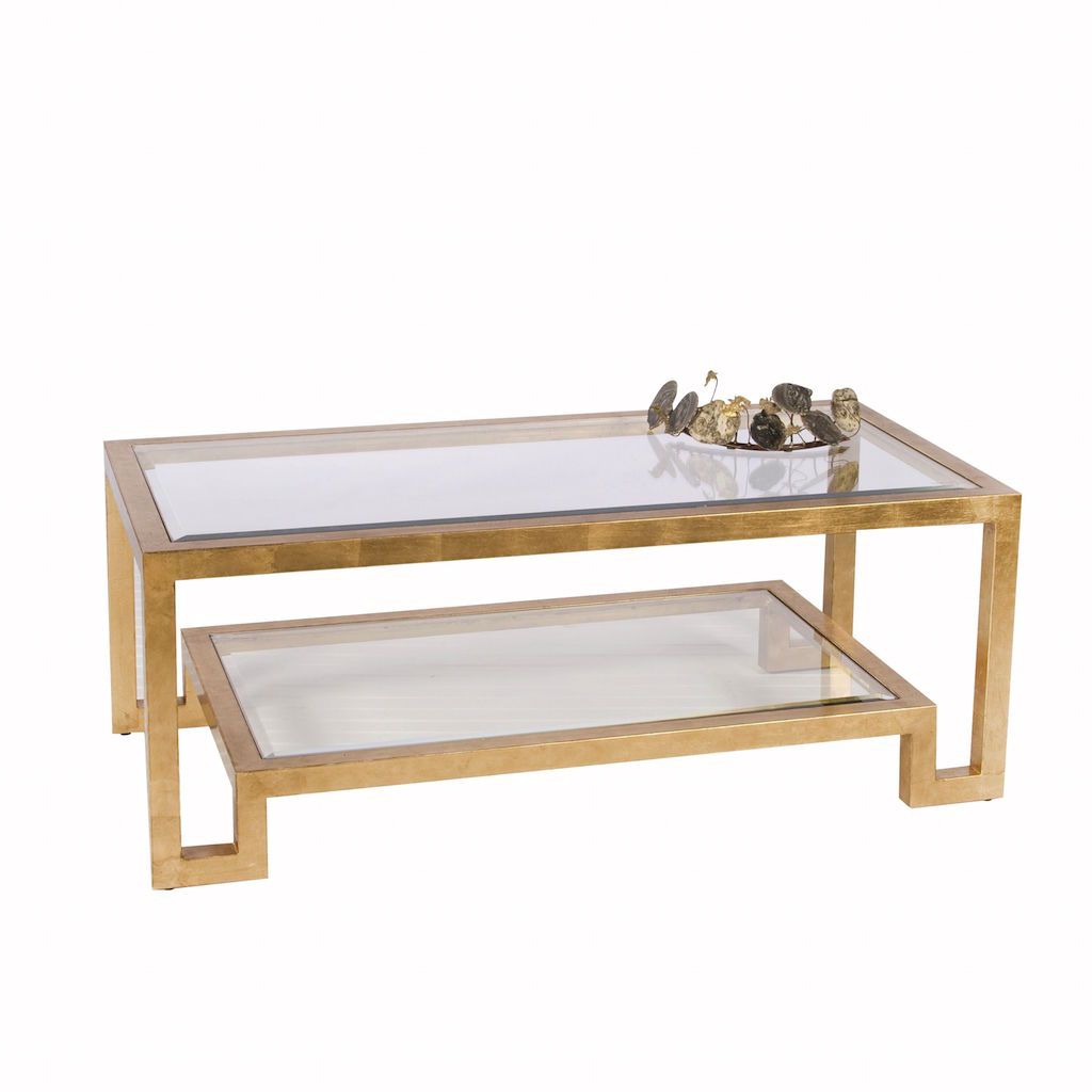 Winston 2 Tier Gold Coffee Table by Worlds Away | Fig Linens 