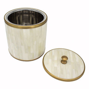 Skylar Natural Bone Ice Bucket with Lid by Worlds Away | Fig Linens