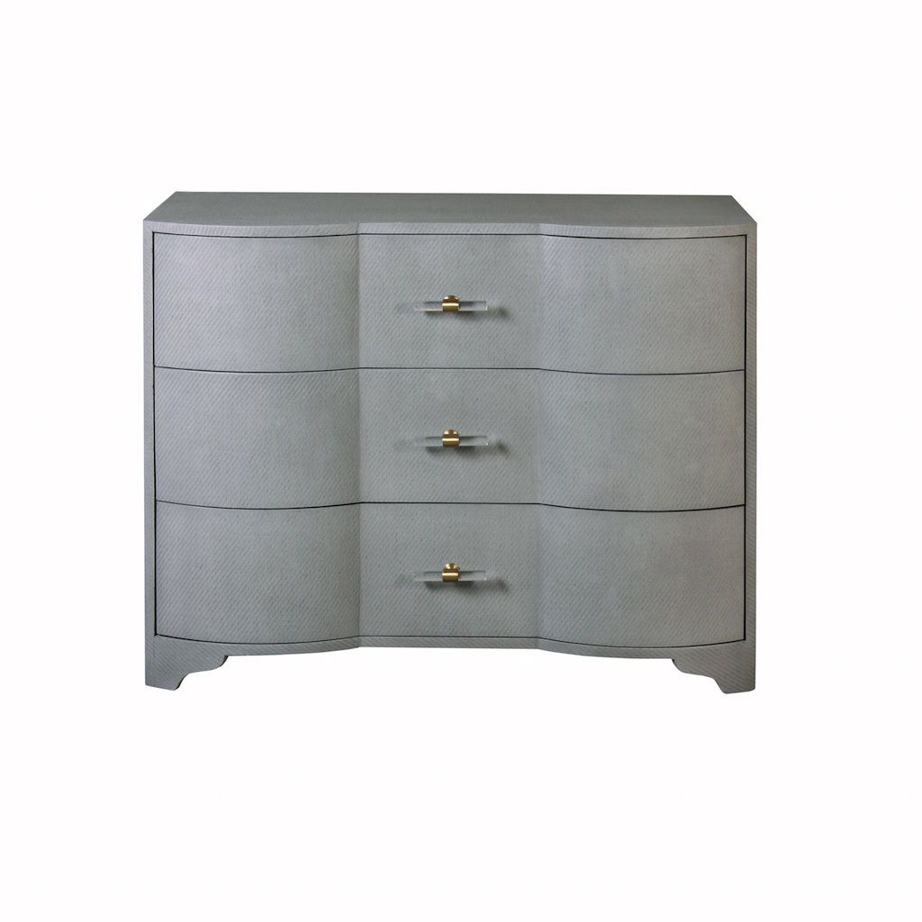 Plymouth Grey Grasscloth Drawer Chest by Worlds Away | Fig Linens