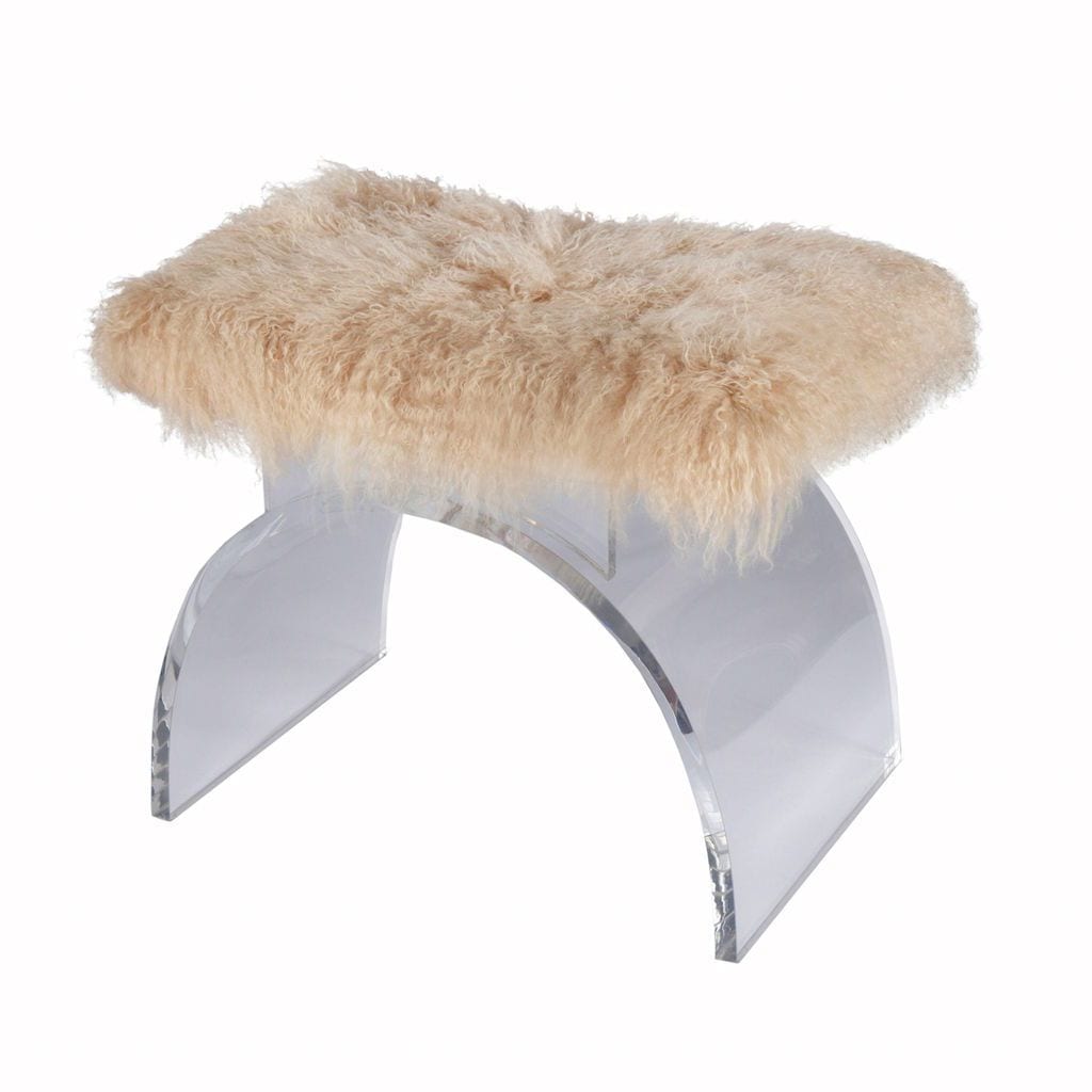 Marlowe Lucite &amp; Mongolian Fur Stool by Worlds Away | Fig Linens