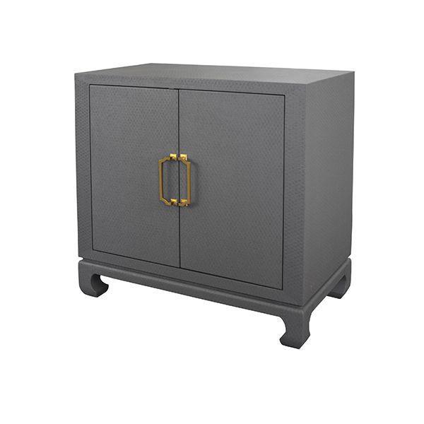 Fig Linens - Renwick Grey Grasscloth Chest by Worlds Away - Angle