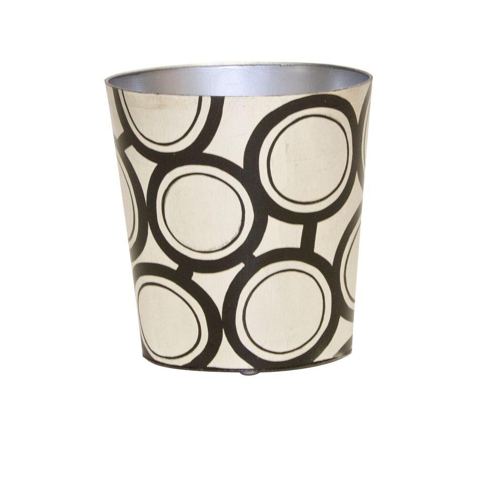 Black &amp; Silver Oval Wastebasket by Worlds Away | Fig Linens