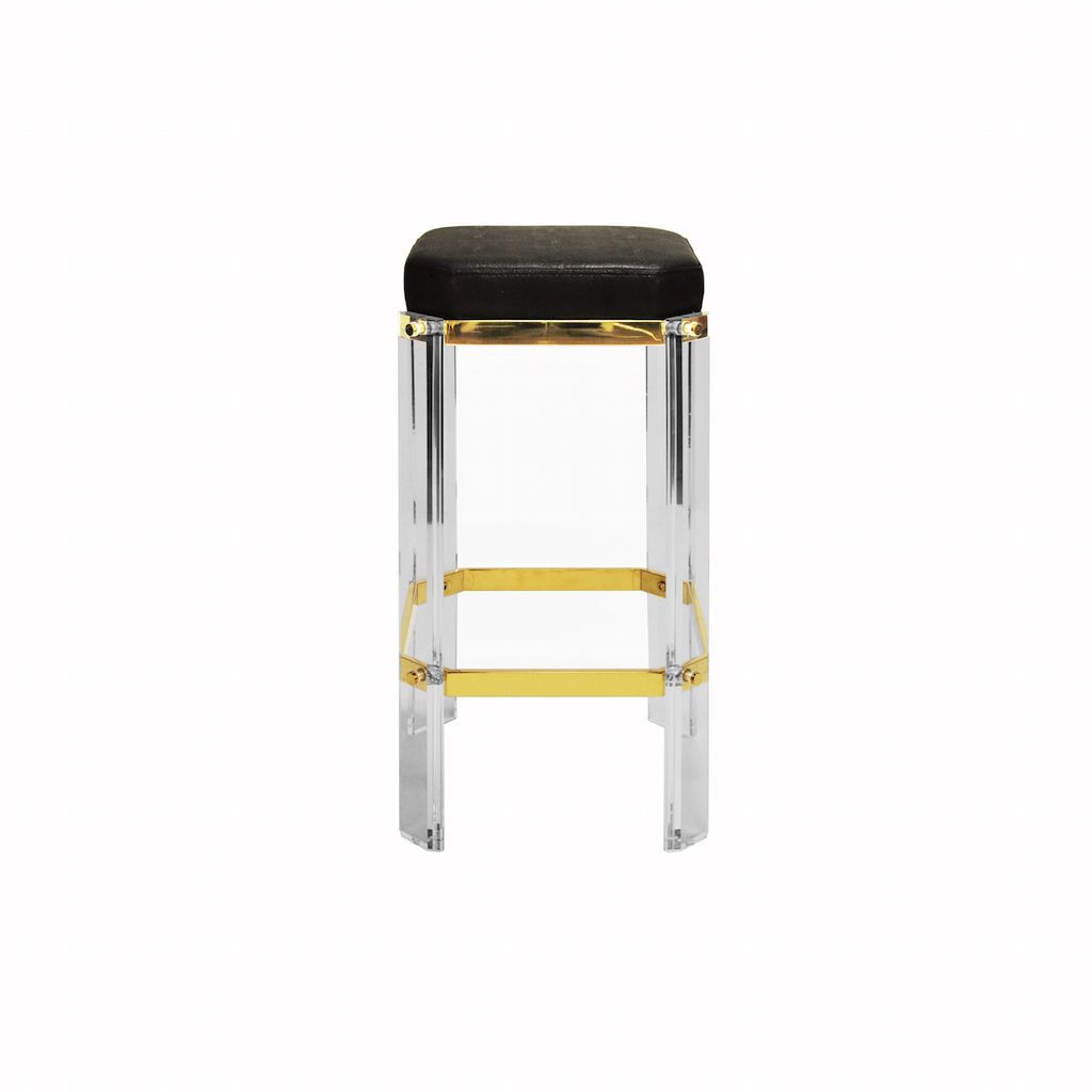 Worlds Away Dorsey Acrylic &amp; Black Shagreen Counter Stool | Fig Linens and Home