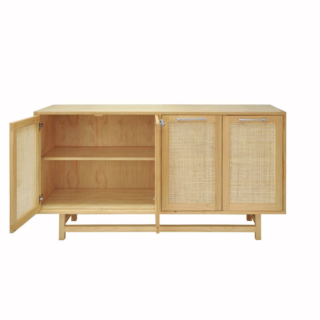 Worlds Away - Macon Pine Cabinet with Cane Doors & Nickel Hardware | Fig Linens