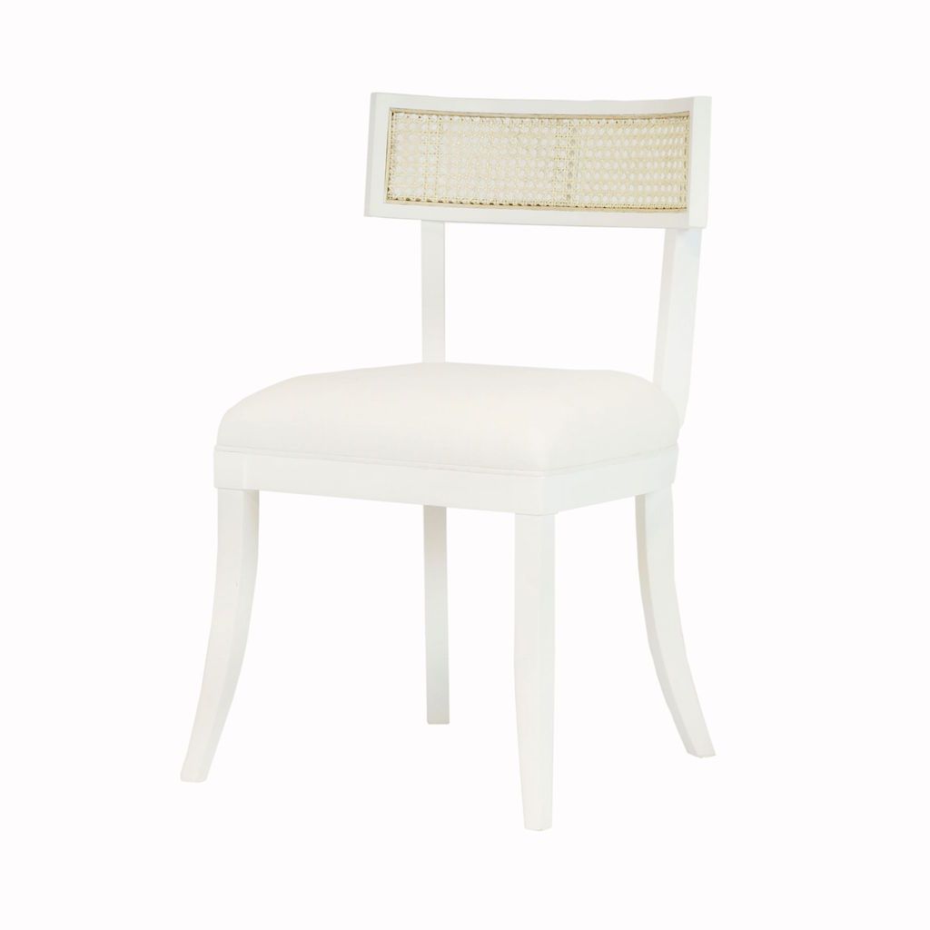 Worlds Away - Britta White Klismos Dining Chair with Cane Detail | Fig Linens