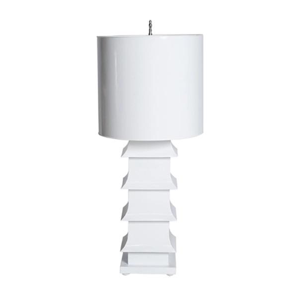 Large White Pagoda Table Lamp by Worlds Away | Fig Linens