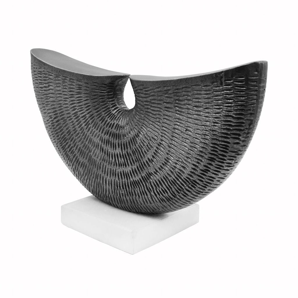 Worlds Away - Cressa Nickel &amp; Marble Semi Circle Sculpture | Fig Linens