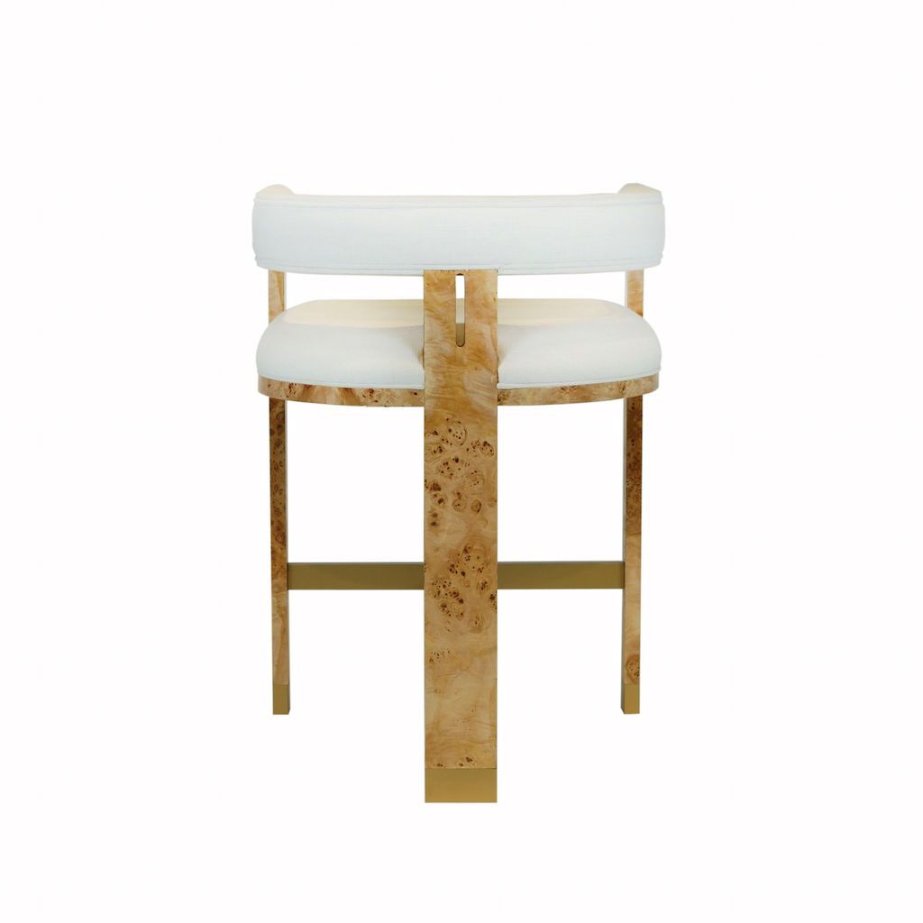 Fig Linens - Cruise Burl Wood Accent Counter Stool by Worlds Away - Back