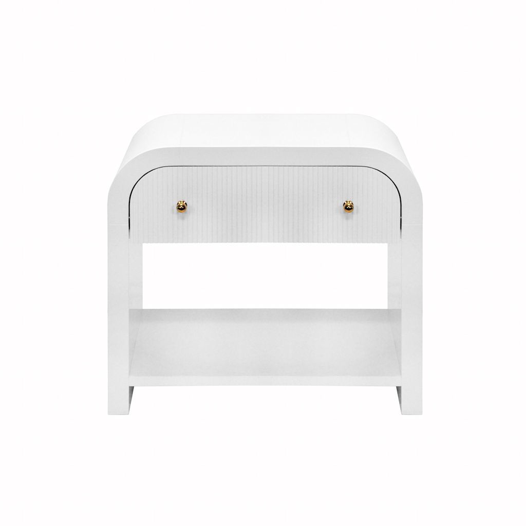 Esther White Side Table with Drawer by Worlds Away | Fig Linens and Home