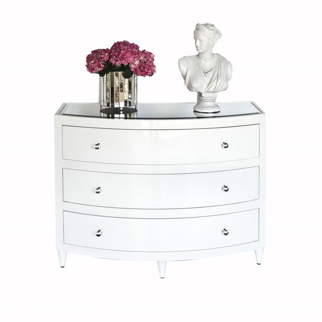 Natalie White Lacquer 3 Drawer Chest by Worlds Away | Fig Linens