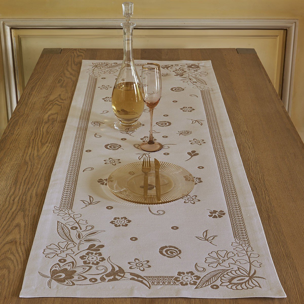 Fig Linens - Le Jacquard Francais - Haute Couture Gold Table Linens - Table runner