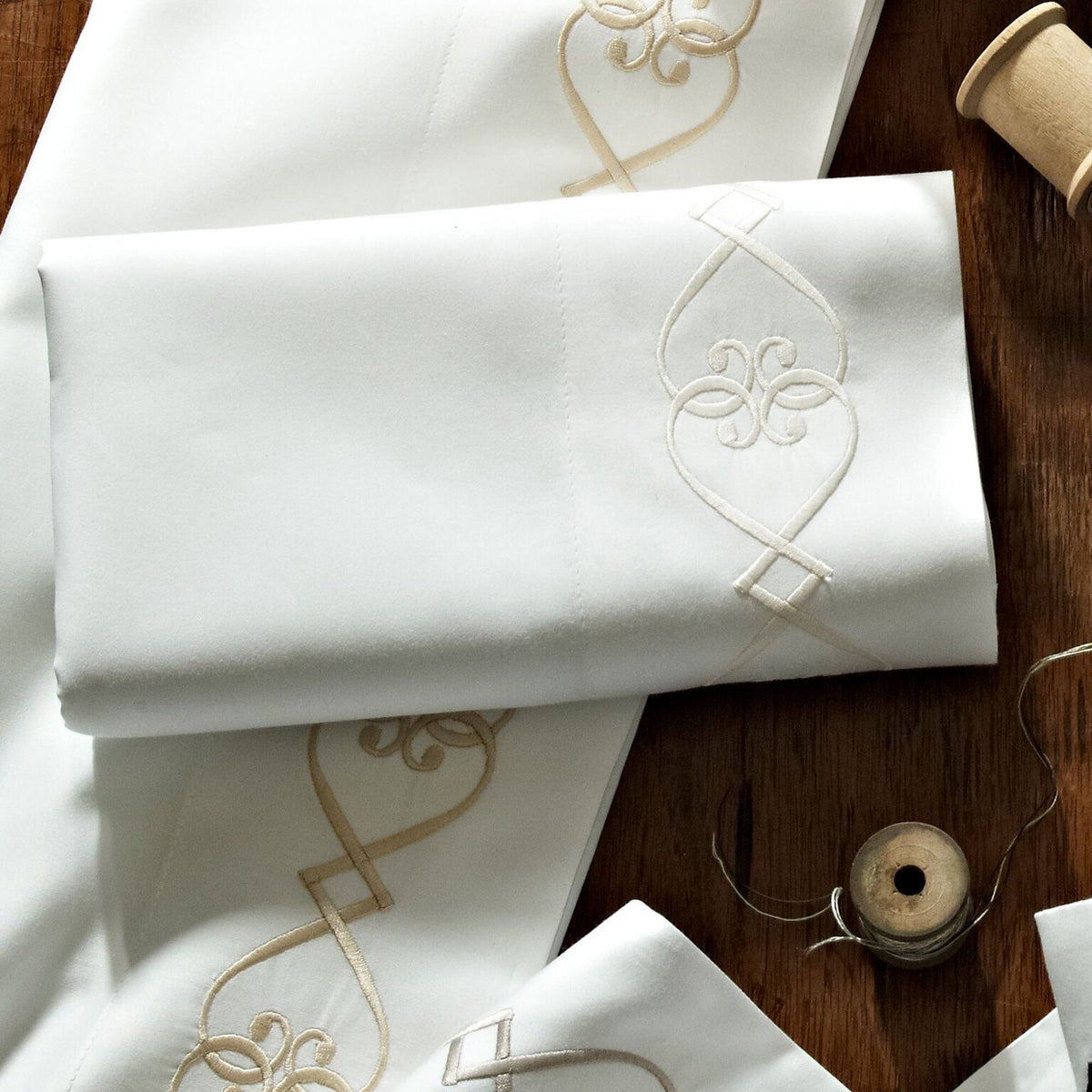 Concerto Embroidered Sheeting by Peacock Alley | Fig Linens 