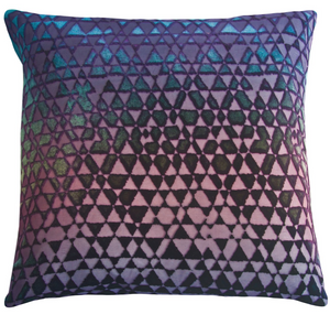 Fig Linens - Triangles Peacock Velvet Pillows by Kevin O'Brien Studio