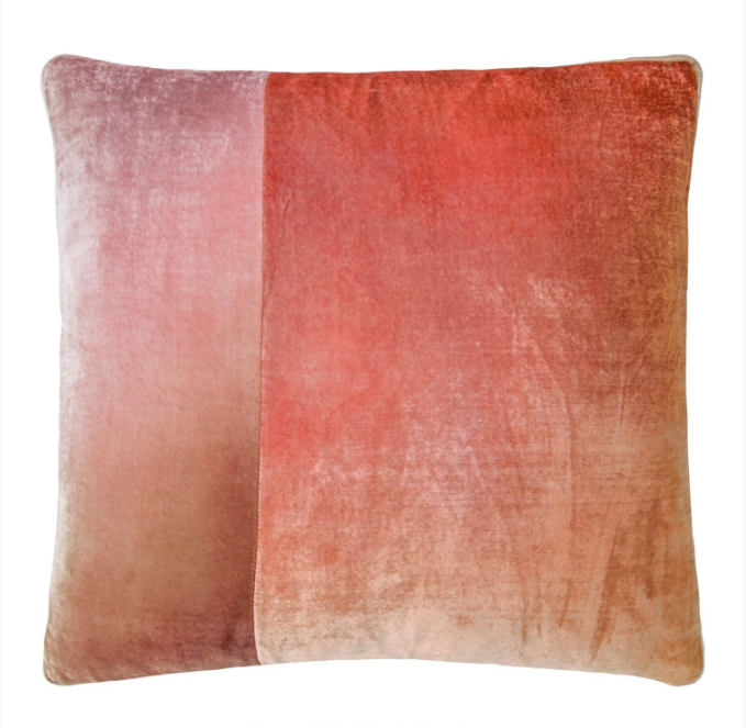 Fig Linens - Kevin O&#39;Brien Studio Velvet Color Block Decorative Pillow - Blush