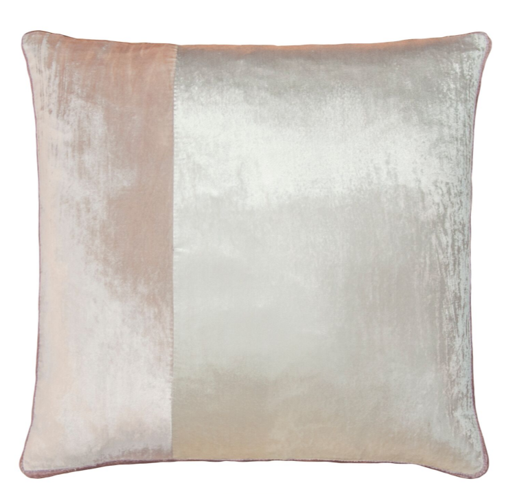 Fig Linens - Kevin O&#39;Brien Studio Velvet Color Block Decorative Pillow - Pearl