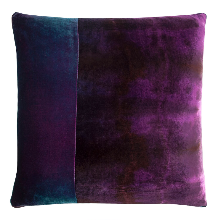Fig Linens - Kevin O'Brien Studio Velvet Color Block Decorative Pillow - Shark
