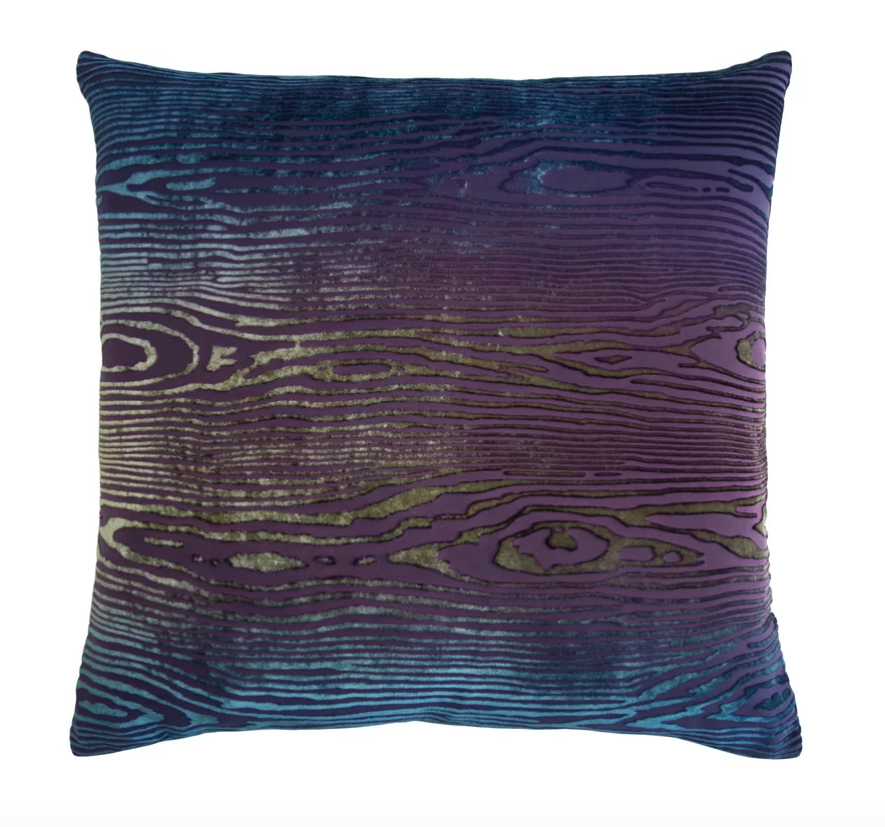Fig Linens - Woodgrain Peacock Velvet Pillows by Kevin O&#39;Brien Studio