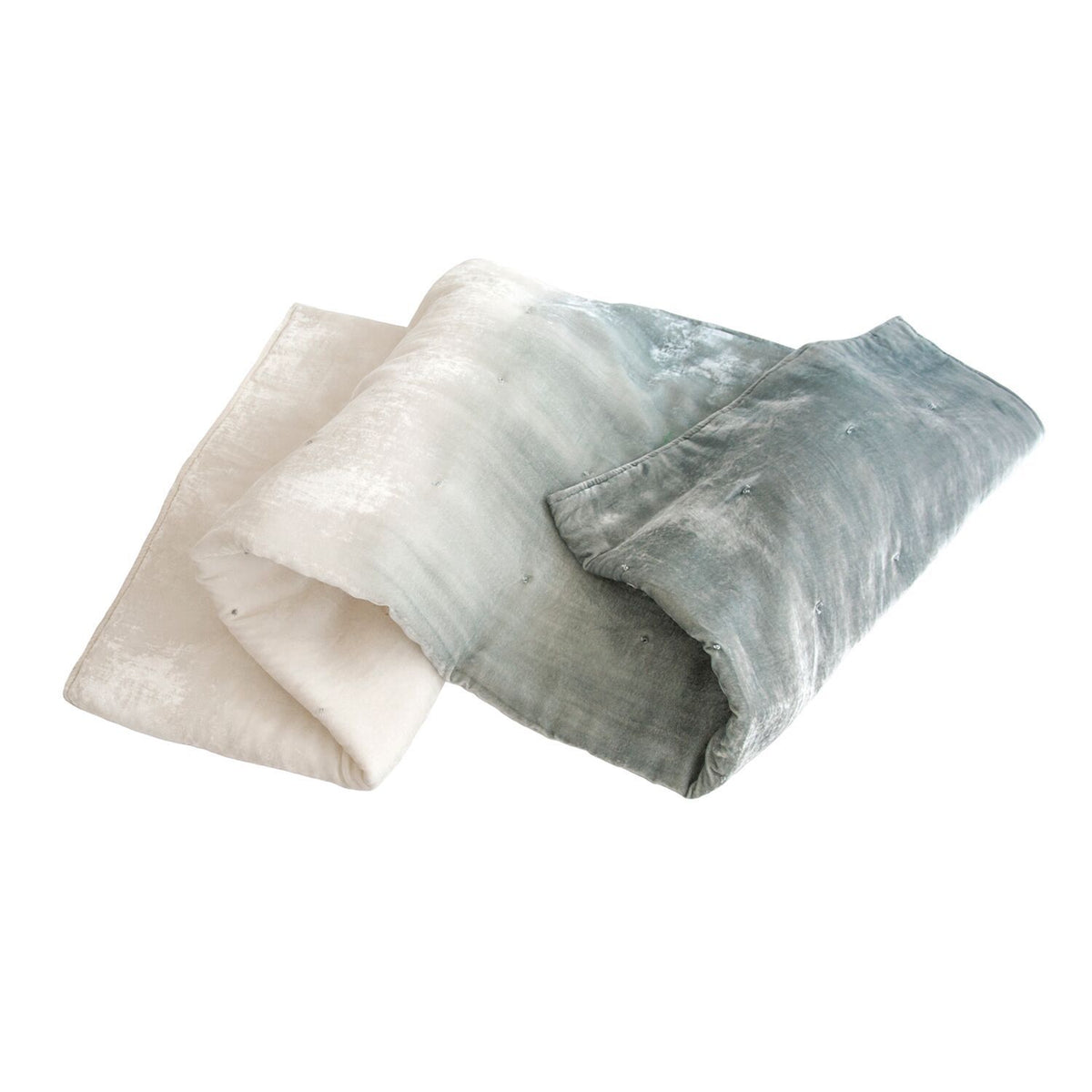 Fig Linens - Sage &amp; White Knotted Velvet Throws by Kevin O’Brien Studio 