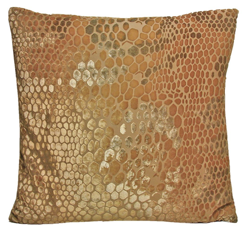 Fig Linens - Gold Beige Snakeskin Velvet Pillows by Kevin O&#39;Brien Studio