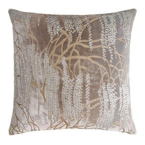 Fig Linens - Metallic Willow Coyote Velvet Square Pillows by Kevin O'Brien Studio