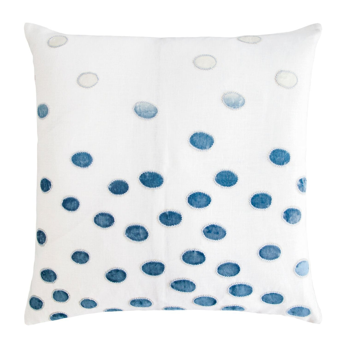 Fig Linens - Azul Ovals Velvet Appliqué Square Pillows by Kevin O&#39;Brien Studio